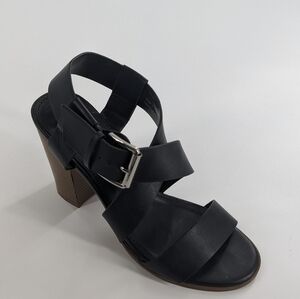 Christian Siriano Black Heeled Sandals Block Heel Buckle Strap Size 8